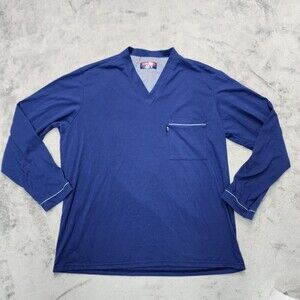 BURTTON's For Men Blue V-neck Long Sleeve Shirt with Pocket Size L